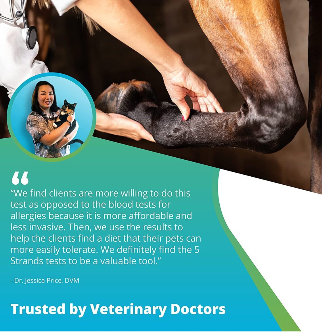 We find are more willing to do this test as opposed to the blood test for intolerances because it is more affordable and less invasive. Then, we use the results to help clients find a diet that their pets or horses can more easily tolerate. We definitely find the test to be a valuable tool for most pet and horse owners.